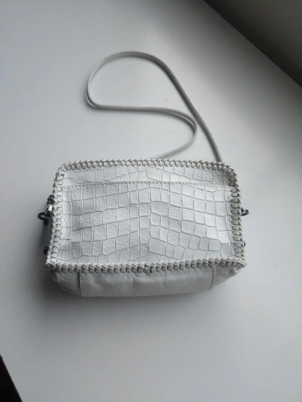 New Botkier White Croc Embossed Leather Petite Crossbody Bag